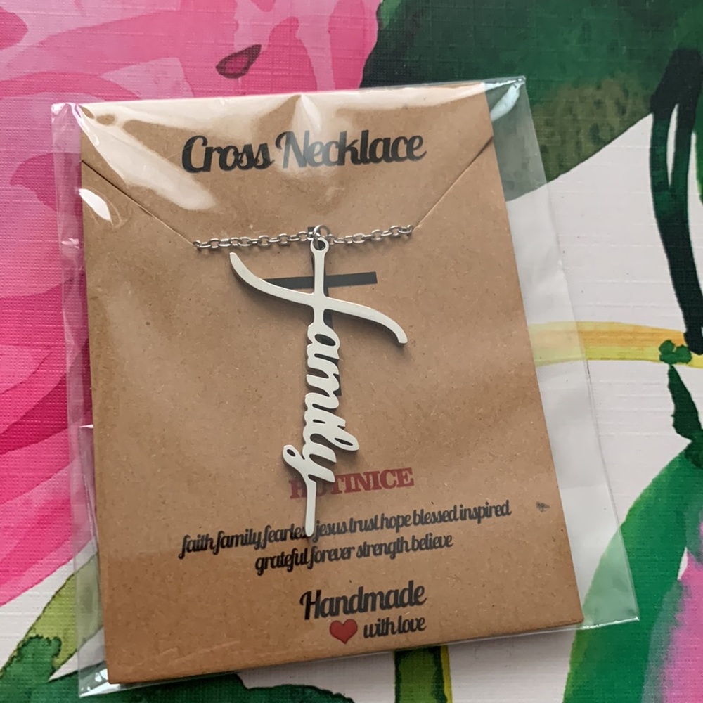 Family cross necklace
